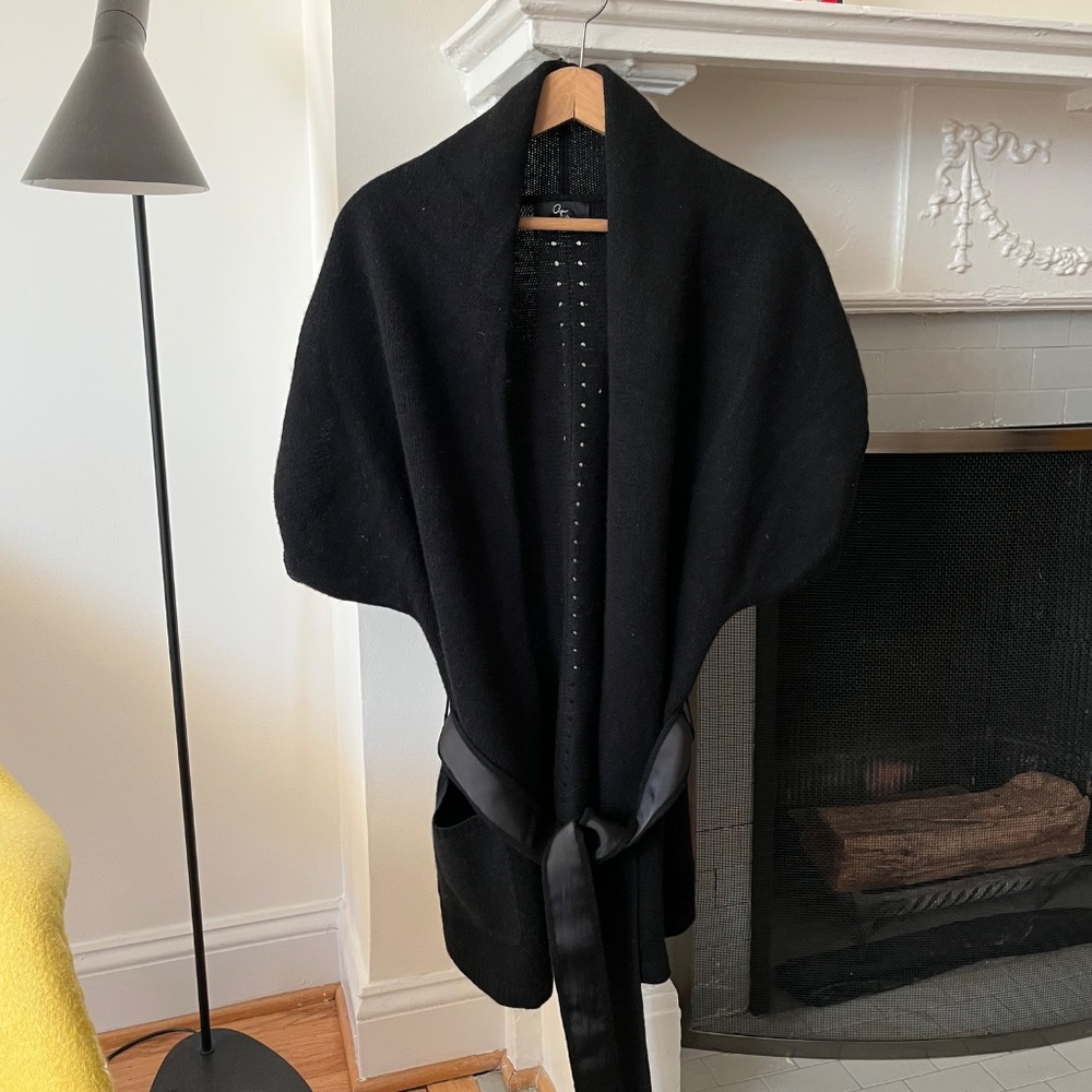 Women’s Wool Cashmere Sleeveless Wrap Vest Kimono – Size S - Picture 3 of 13